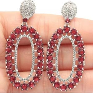 Gorgeous Rhodolite Pink Garnet Earrings Sterling Silver 925
